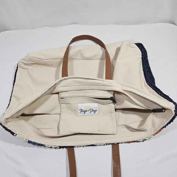 Rays for Days Striped Woven Cotton Blend Beach Grocery Tote Bag - Picture 9 of 14